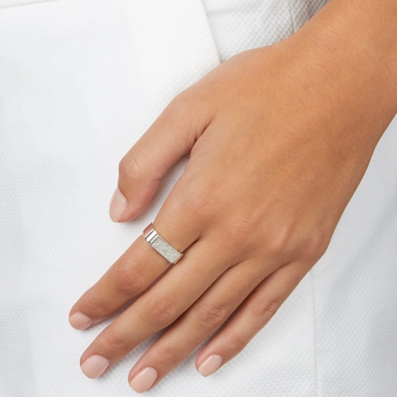 MONICA VINADER Signature Wide Silver Diamond Ring 4.5 - Picture 3 of 10